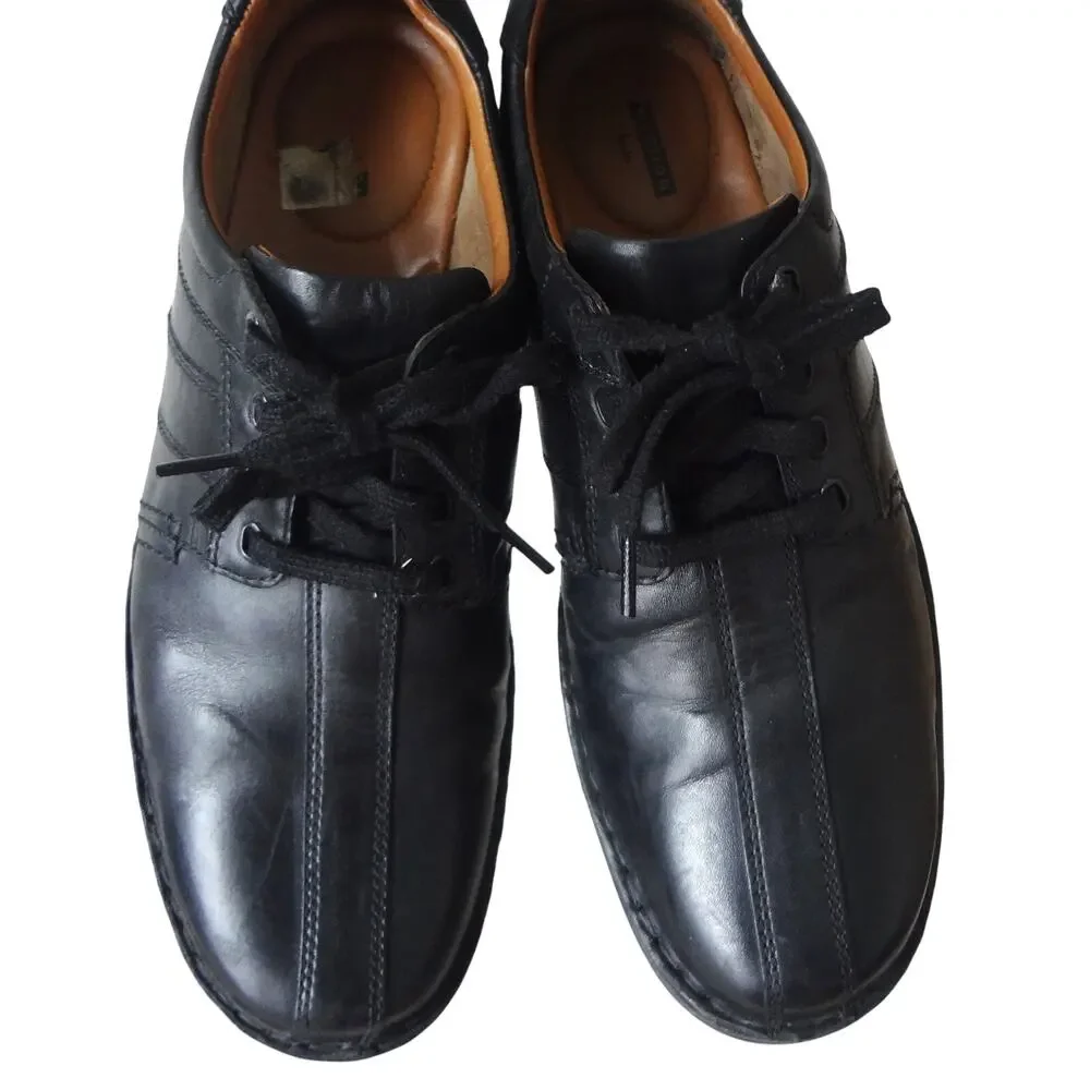 Clarks Touareg Vibe Bicycle Split Toe Black Leather Oxford Shoe Casual Mens 11.5